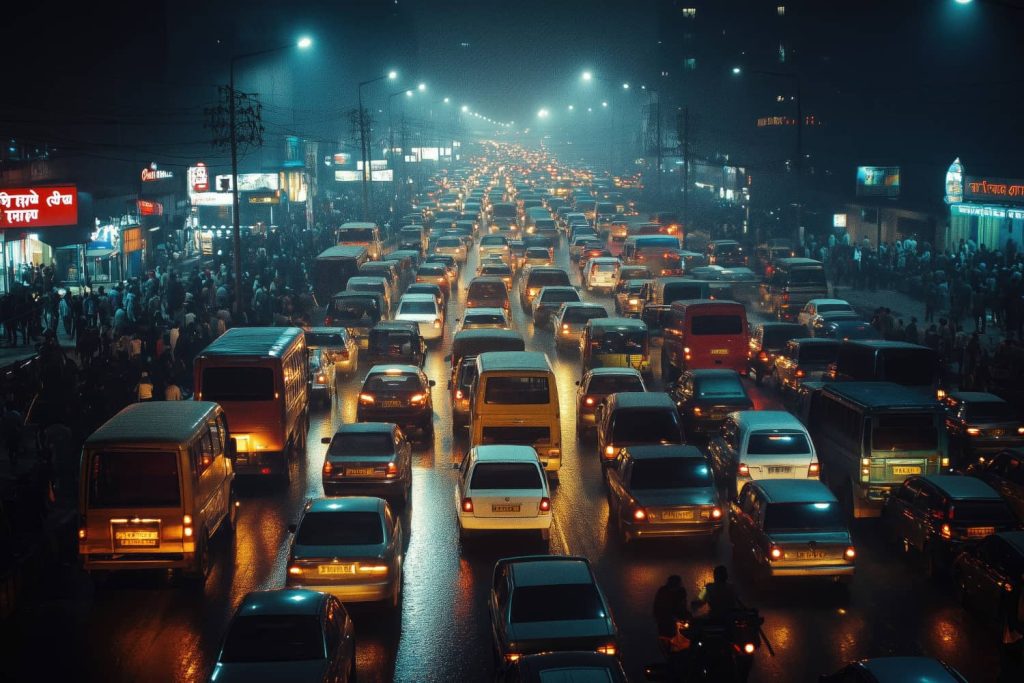 Vehículos detenidos en el tráfico que incrementa el consumo de combustible